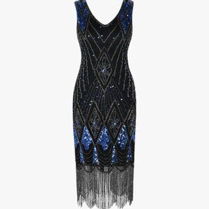 XXL Women 1920s Gatsby Cocktail Sequin Art Deco Flapper Dress